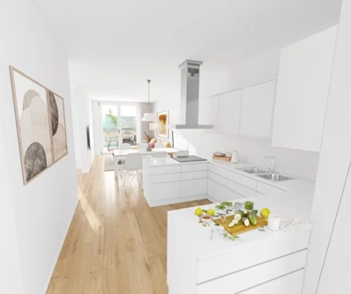 Visualisierung Küche - Wohnung kaufen in Ulm - JU living - Wohnungen nach Maß im KfW-40-Standard