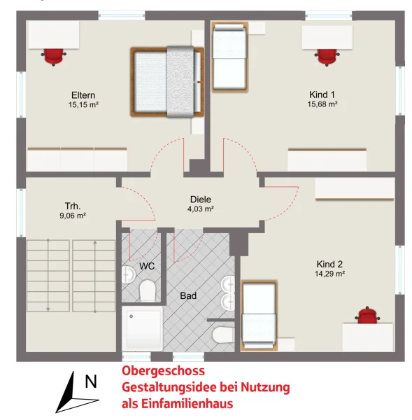 Obergeschoss Gestaltungsidee