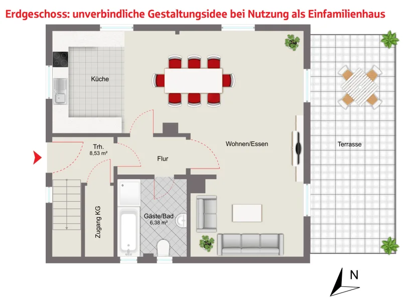 Erdgeschoss Idee als Einfamilienhaus