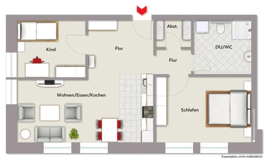 Grundriss - Wohnung mieten in Dinkelsbühl - Mietwohnung in zentraler Lage vor den Toren der Altstadt