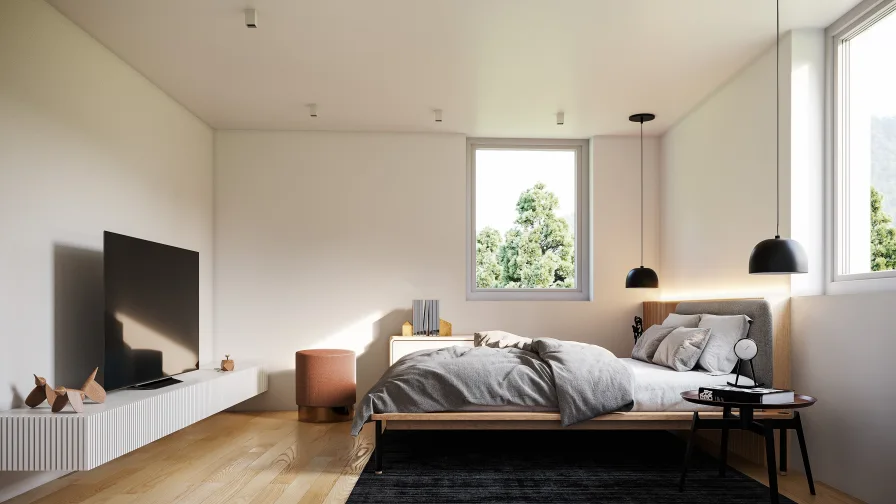 Schlafzimmer Beispielvisualisierung - Wohnung kaufen in Deggendorf - Elegante Wohnanlage in Deggendorf