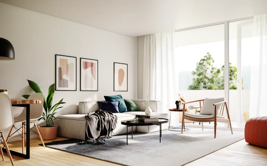 Wohnbereich Beispielvisualisierung - Wohnung kaufen in Deggendorf - Elegante Wohnanlage in Deggendorf