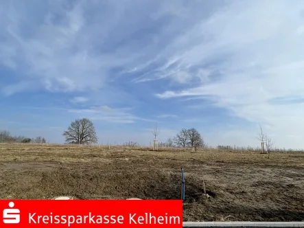 Blick auf das Baugrundstück - Grundstück kaufen in Mainburg - Baugrundstück für Doppelhaushälfte Im Neubaugebiet in exponierter Lage über Mainburg 