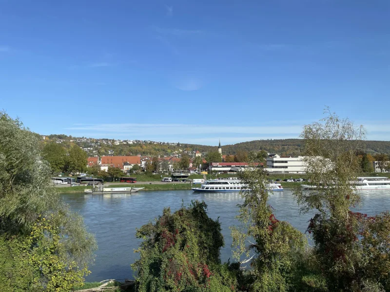 Ausblick vom Gemeinschaftsraum auf Donau und Altstadt