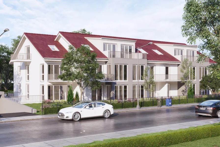 3D Westansicht - Wohnung kaufen in Landsberg - Neubau 2- Zimmer-Seniorenwohnung in Landsberg-Ost