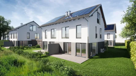 Südwestansicht 3D - Haus kaufen in Schondorf - KfW Effizienzhaus 40 Plus