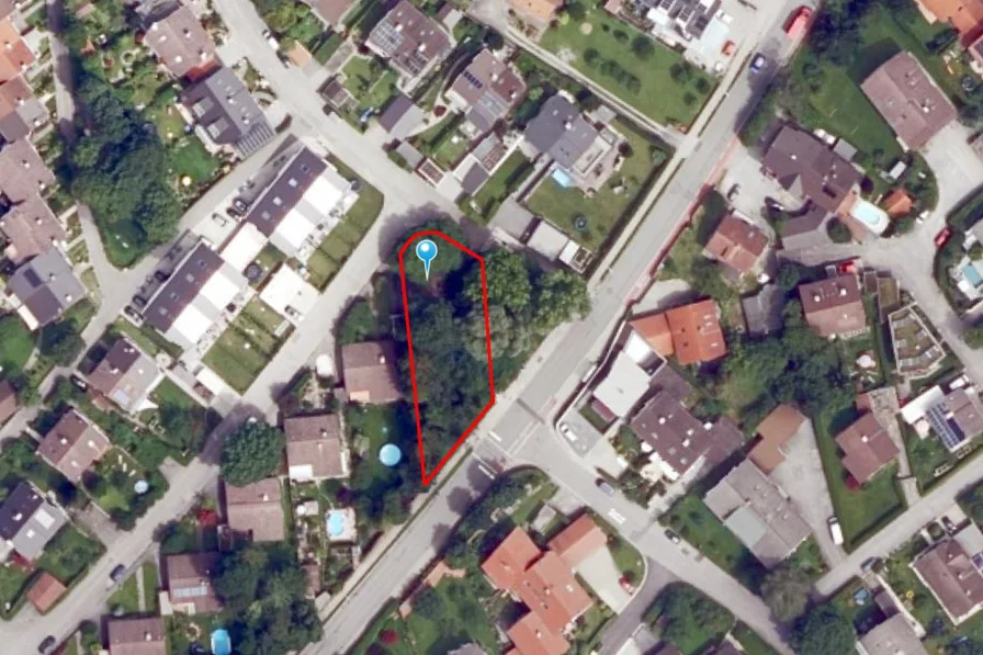 Luftbild (BVV, Nr. 713/23, https://vermessung.bayern.de/file/pdf/7203/Nutzungsbedingungen_Viewing.pdf) - Grundstück kaufen in Rosenheim - für ein Einfamilienhaus!