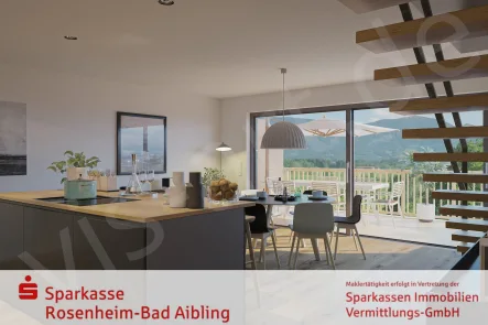 Visualisierung Wohnbereich - Wohnung kaufen in Riedering - mit schönem Südbalkon!