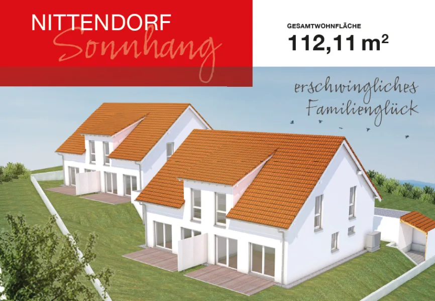 Außenvisualisierung - Haus kaufen in Nittendorf - Moderne Doppelhaushälfte am Sonnhang in Nittendorf
