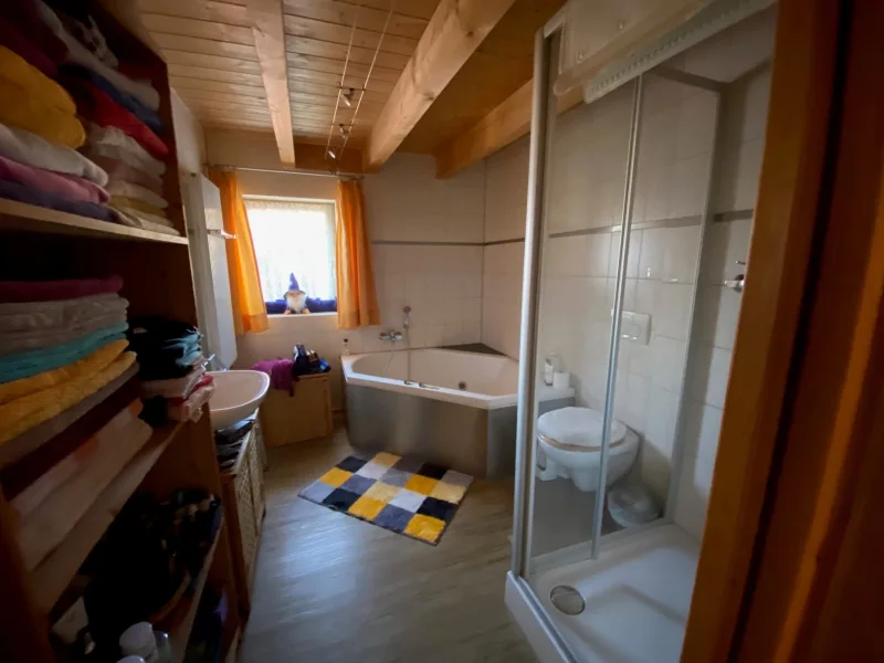 modernes Badezimmer mit Dusche und Whirlwanne