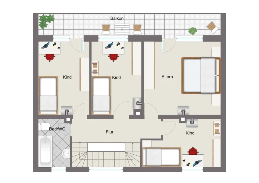 Grundriss Obergeschoss mit Balkon