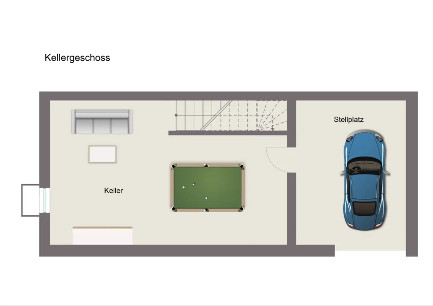 Grundriss Keller mit Zugang zum TG-Stellplatz