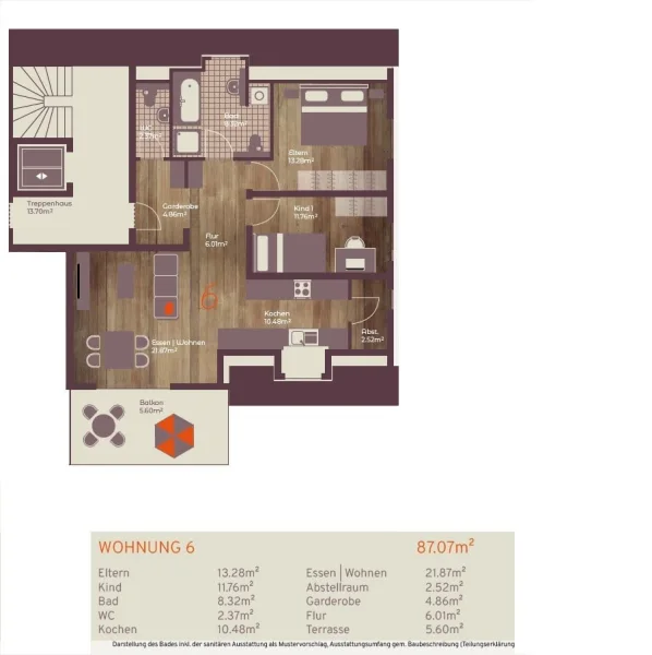 Grundriss - Wohnung kaufen in Neumarkt - großzügige 3-Zimmer Dachgeschosswohnung