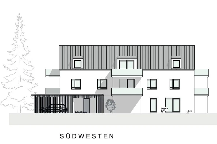 Südwestansicht - Haus kaufen in Gröbenzell - Neubau eines kleines Mehrfamilienhauses 