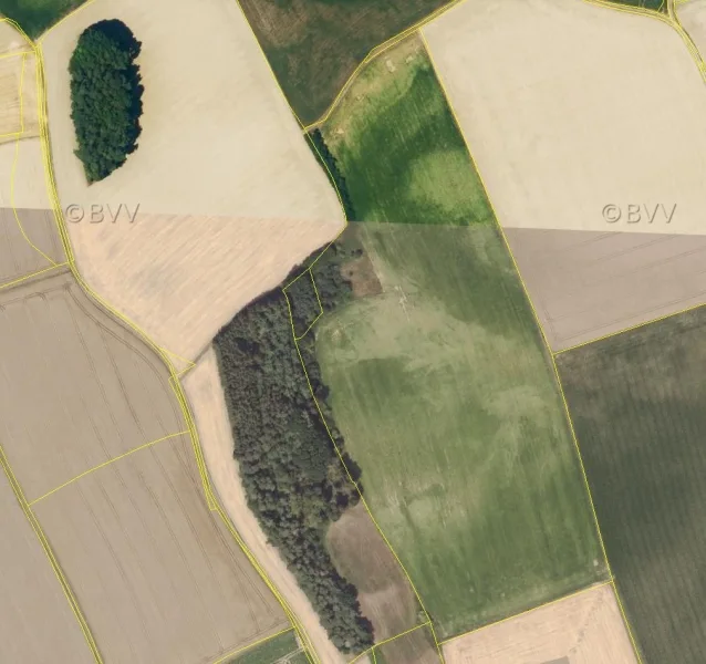 Luftbild mit Flurgrenzen - Grundstück kaufen in Hohenkammer - Landwirtschaftliche Fläche in Untermarbach bei Hohenkammer