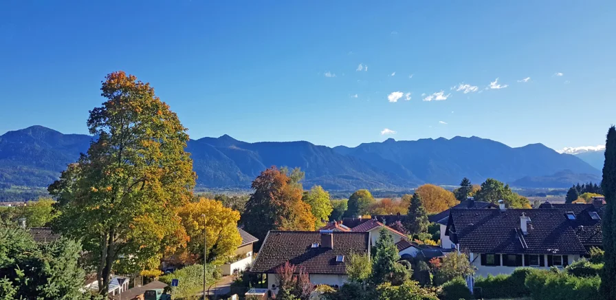 Blick vom OG nach Süden - Grundstück kaufen in Murnau - Baugrundstück mit Panoramabergblick