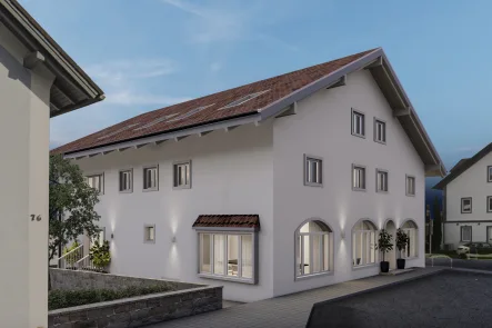 Süd-/Westansicht (Rendering) - Haus kaufen in Peißenberg - Neu gestaltetes Wohn- und Geschäftshaus - die perfekte Kapitalanlage!