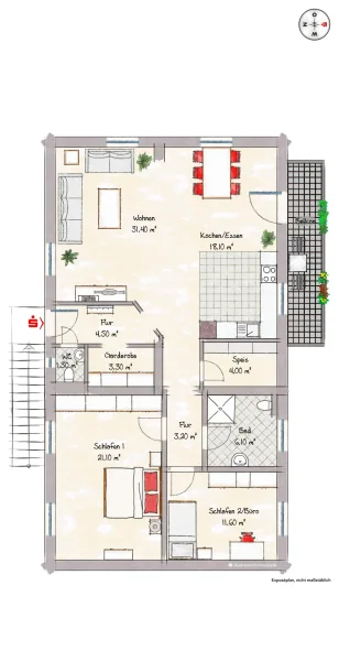 Grundriss Wohnung Obergeschoss