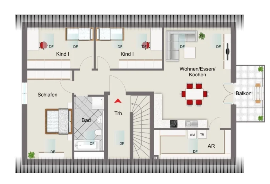 Titelbild - Grundriss Dachgeschosswohnung - Wohnung kaufen in Reisbach - Kapitalanleger aufgepasst: vermietete Dachgeschosswohnung bei Reisbach - nahe B20