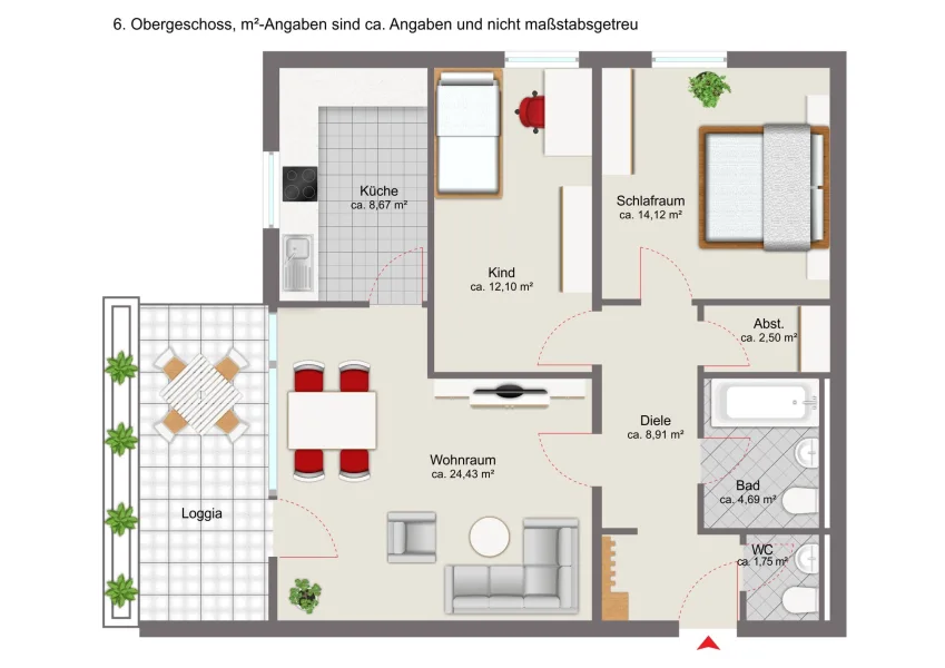 Grundriss 6. Obergeschoss