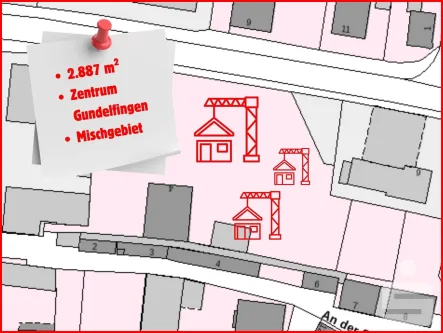 Flurkarte - Grundstück kaufen in Gundelfingen - 2.887 m² = VIELE MÖGLICHKEITEN!