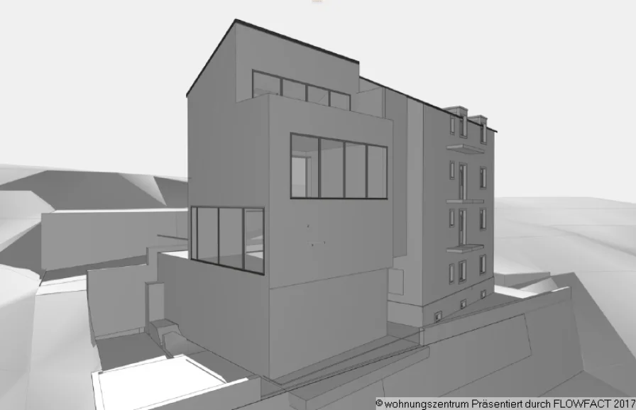 Visualisierung mit Neubau Gartenseite