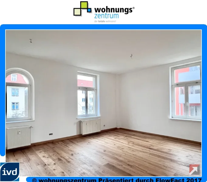 Wohnzimmer - Wohnung mieten in Dresden - Tolle ganz frisch renovierte 3 Raumwohnung mit Wohnküche, neuem Parkett und Balkon