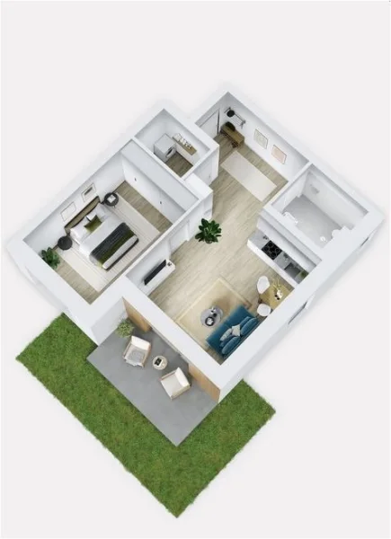 Grundriss 3D 2-Zimmerwohnung