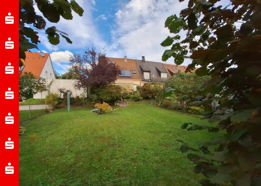 Blick vom Garten zum Haus - Haus kaufen in Wolfratshausen - Ruhiges Reiheneckhaus für Gartenliebhaber