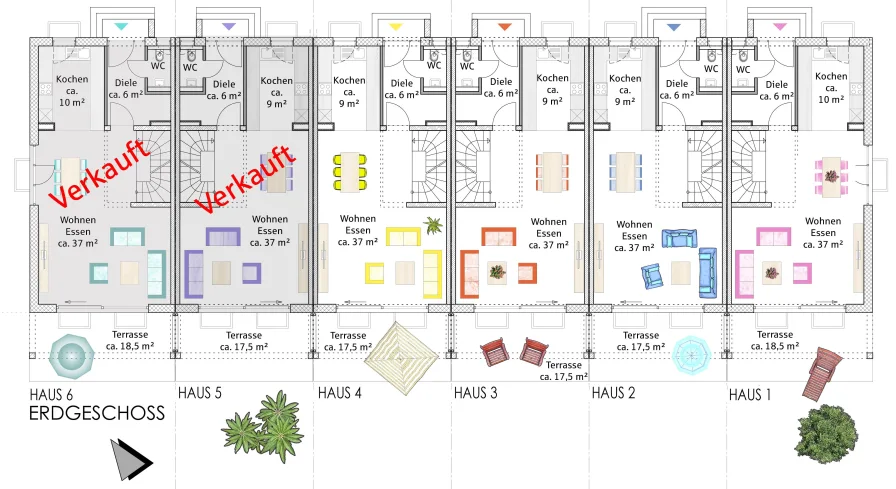 Erdgeschoss Häuser 1-6