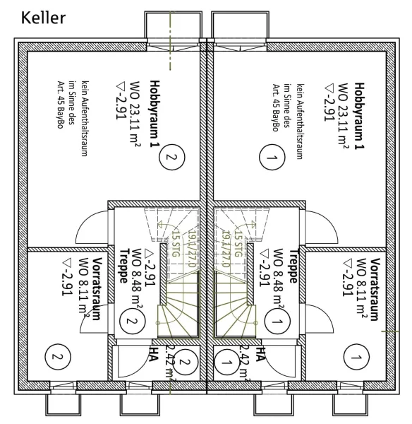 Keller - genehmigte Bebauung