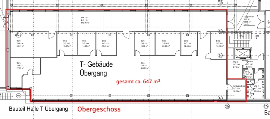 Büro T-Gebäude Obergeschoss