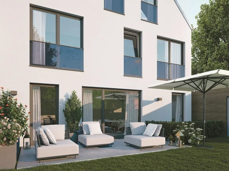 Terrasse mit Garten - Haus kaufen in München - Neubau REH mit 6 Zimmern in Untermenzing