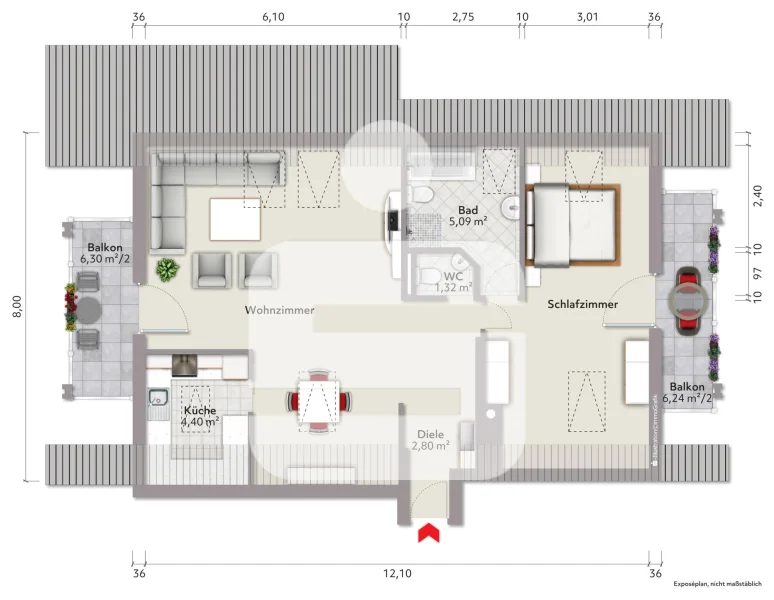 Grundriss - Wohnung kaufen in Gauting - Grundbuch statt Sparbuch!