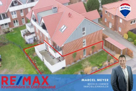 Titelbild - Wohnung kaufen in Marienhafe - +++ VERKAUFT +++ Erdgeschosswohnung mit Garten von 2015 im Zentrum von Marienhafe