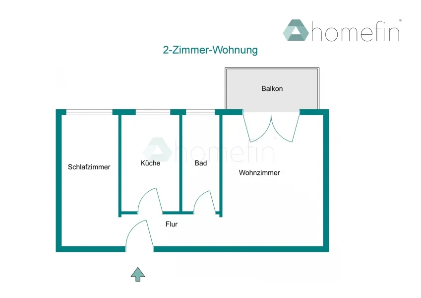 Grundriss- 2-Zimmer-Wohnung 