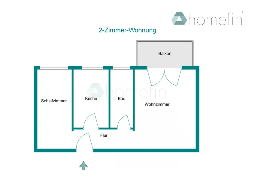 Grundriss- 2-Zimmer-Wohnung - 1