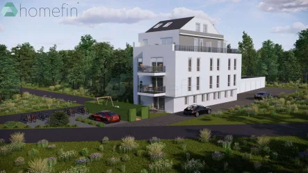 Hausansicht - Wohnung mieten in Leverkusen - KFW 55 Standard–Neubau, Erstbezug | Exklusive Maisonette-Neubauwohnung in Leverkusen-Quettingen