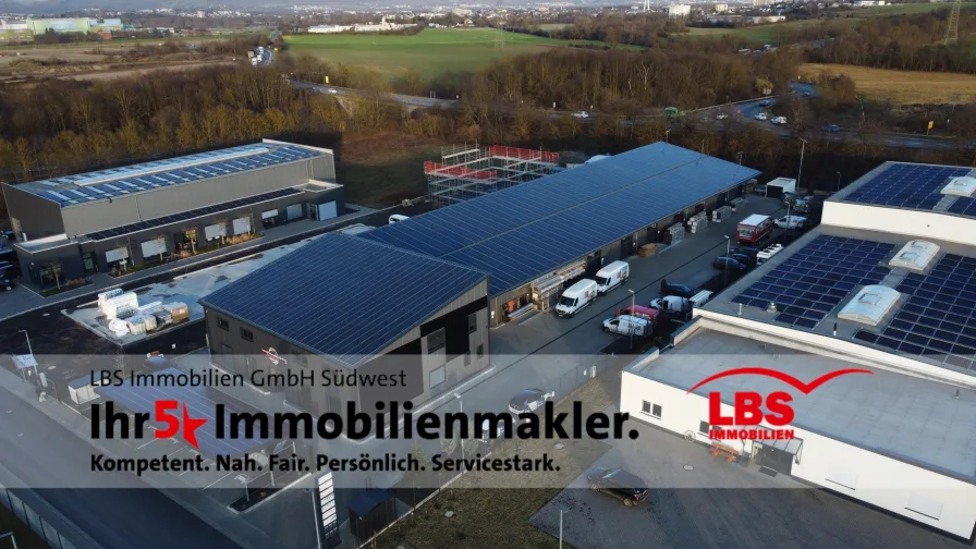 Drohnensicht - Sonstige Immobilie kaufen in Andernach - Moderner und autarker Hallenpark in Andernach! 