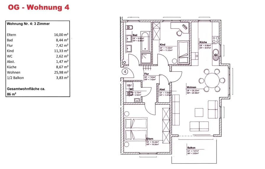 OG-Wohnung 4 - Wohnung kaufen in Bonndorf - klimafreundlich wohnen in Bonndorf