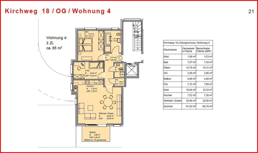 GrundrissWohnung4Kirchweg18 - Wohnung kaufen in Stühlingen - Modernes Wohnen im Zentrum von Stühlingen