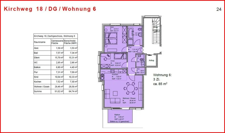 GrundrissWohnung6Kirchweg18 - Wohnung kaufen in Stühlingen - Modernes Wohnen im Zentrum von Stühlingen