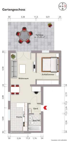 Wohnungsgrundriss Gartengescho