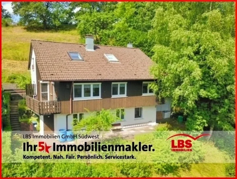 Luftaufnahme - Haus kaufen in Alpirsbach - Herrliche Aussicht - 1-2 Fam.Haus mit Einliegerwohnung