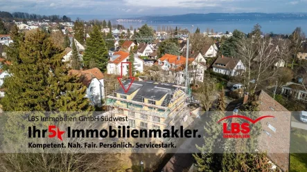 Luftbild Februar - Haus kaufen in Konstanz - NEUBAU Doppelhaushälfte mit Carport in Konstanz - Staad -bezugsfertig Sommer 2025