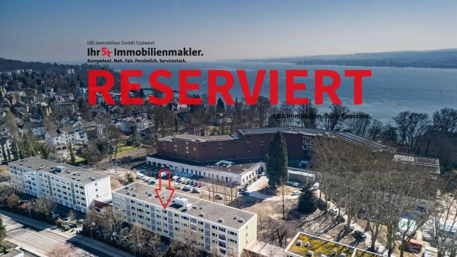 Luftbild - Wohnung kaufen in Konstanz - RESERVIERT 1,5-Zi.-Appartement im 4.OG mit Essküche, Duschbad, Balkon nahe Seestraße