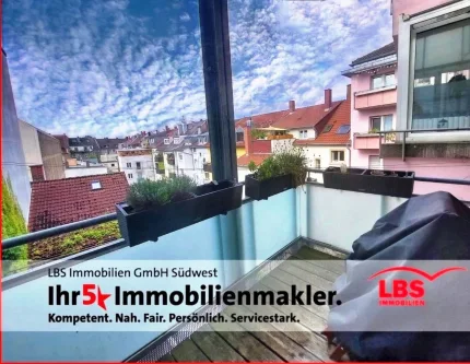 Balkon Küchenseite - Wohnung kaufen in Karlsruhe - Elegante Karlsruher Stadtwohnung mit Ausblick!