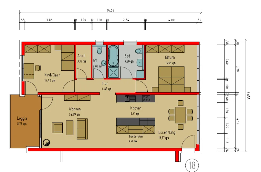 Grundriss Wohnung 18