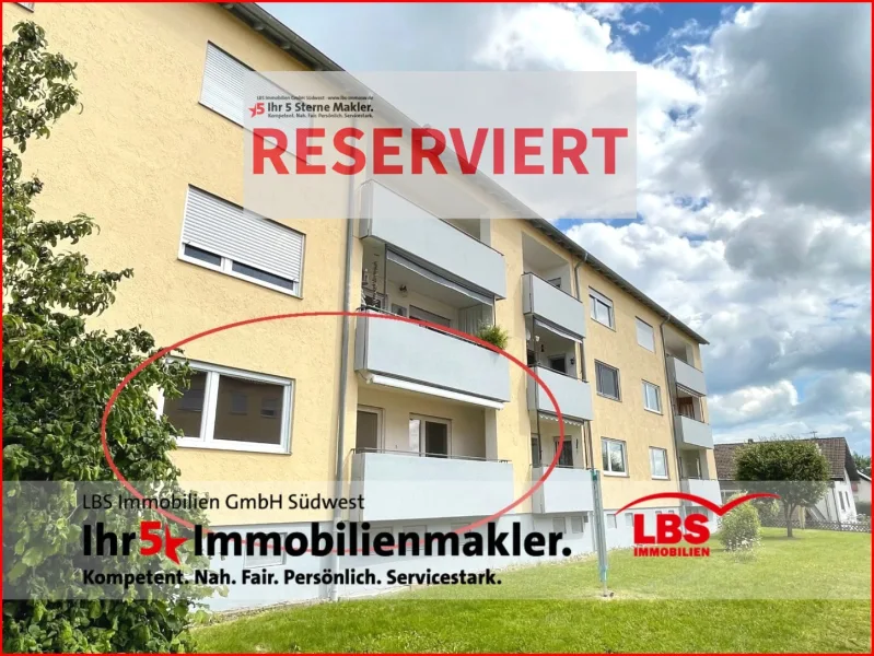 Ansicht mit Loggia - Wohnung kaufen in Winterlingen - 4-Zimmer Erdgeschosswohnung mit Balkon und Garage