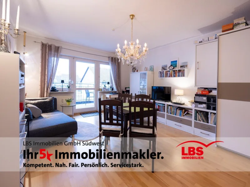 Wohn- und Schlafbereich - Wohnung kaufen in Radolfzell - Möbel inklusive - Tolles 1-Zimmer-Apartment mit Balkon